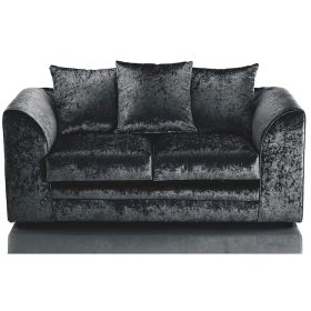 Arabia Crushed Velvet 2 Seater Sofa - Black 
