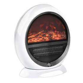 Free standing Electric Fireplace Heater with Realistic Flame Effect, Rotatable Head, Overheating Protection, 1500W, White