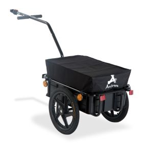 Bicycle Trailer Cargo Jogger Luggage Storage Stroller with Towing Bar - Black