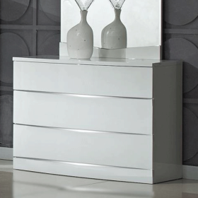 Tintagel High Gloss 3-Drawer Chest of Drawers - White