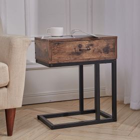 Leif Magnus Wooden Bedside Table with Drawer - Natural