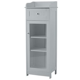 Alaska Glass Front Bathroom Storage Cabinet - Grey