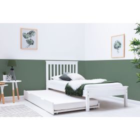 Estli Classic Design Wooden 3ft Single Bed with Guest Bed - White