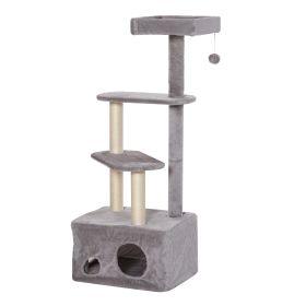 Cat Tree Kitten Tower 4-level Activity Centre Pet Furniture with Sisal Scratching Post Condo Plush Perches Hanging Ball Toys Grey