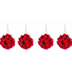 High Quality Poinsettia Artificial Topiary Ball - 4 Sizes 