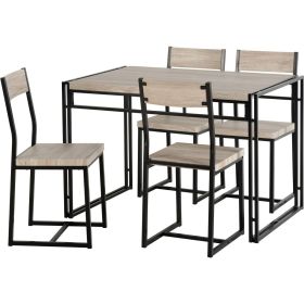 Industrial Dining Set - Oak Effect and Metal Dining Table & 4 Chairs