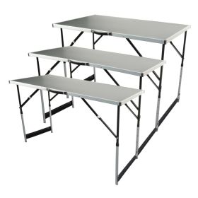 BrÃ¼der Mannesmann Multifunction Folding Table Set Aluminum 3 pcs