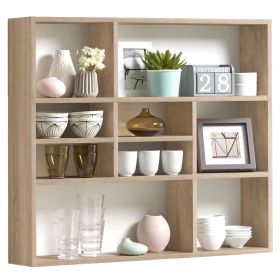 FMD Wall-mounted Shelf with 9 Compartments Oak