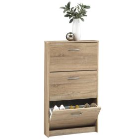 FMD Shoe Cabinet with 3 Tilting Compartments Oak