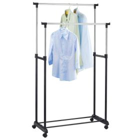 HI Double Garment Rack Black and Silver