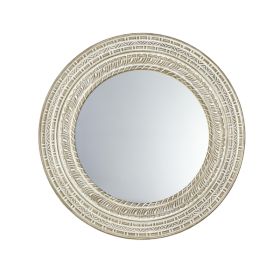 Vail Wood Mirror with Textured Detailing - Natural