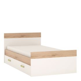 4Kids Single Bed with under Drawer - Light Oak and white High Gloss (lemon handles)
