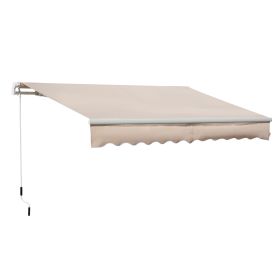 4x2.5m Retractable Manual Awning Window Door Sun Shade Canopy with Fittings and Crank Handle Beige