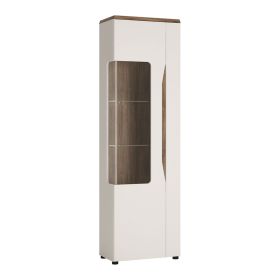 Toledo 1 door display cabinet (LH) - Alpine White with high gloss fronts and Stirling Oak 