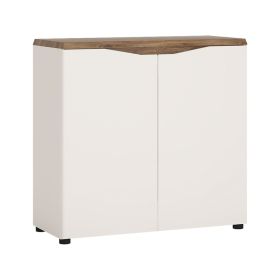 Toledo 2 door sideboard - Alpine White with high gloss fronts and Stirling Oak 