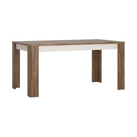 Toledo Extending dining table 1600-2000 - Alpine White with high gloss fronts and Stirling Oak 