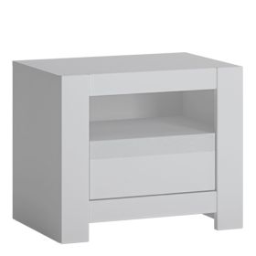 Novi 1 Drawer Bedside Table - Alpine White