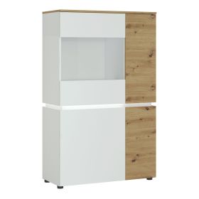 Luci Bright Luci 4 door low display cabinet  (including LED lighting) in White and Oak - Artisan Oak/Alpine White