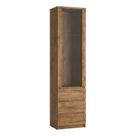 Fribo Oak Fribo Tall narrow 1 door 3 drawer glazed display cabinet in Oak - Golden Ribbeck Oak