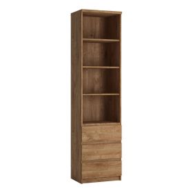 Fribo Oak Fribo Tall narrow 3 drawer bookcase in Oak - Golden Ribbeck Oak