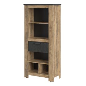 Rapallo 1 drawer bookcase in Chestnut and Matera Grey - Chestnut Brown/Matera Grey
