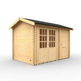 Bradford Wooden 44MM Cabin Log with Glazed Windows and Doors - 12X8Ft