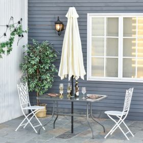 Metal Frame Aquatex Glass Garden Table with Curved Parasol Hole - Grey
