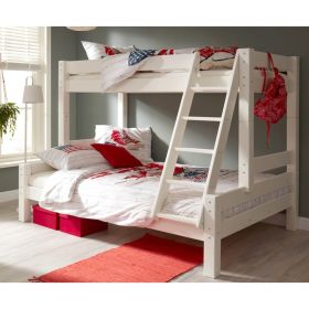 Scandinavia Solid Pine Low Kids Triple Bunk Bed - White