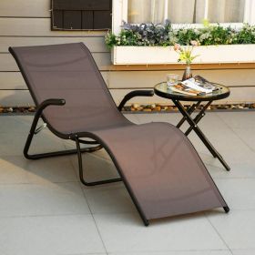 Outdoor Light Weight Folding Chaise Recline Sun Lounge - Dark Brown