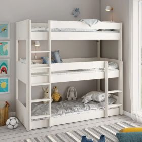 Solid Wood Noomi Triple Stak Bunk Bed - White