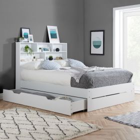 Velo White Wooden Large Storage Drawer Bed Frame - Small Double 4ft