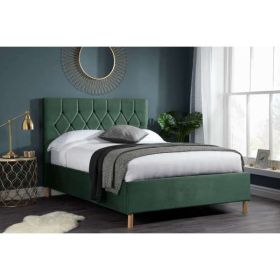 Stylish Loxley Ottoman Storage Green Fabric Bed - Kingsize 5ft