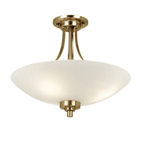 Vincentia White Glass Shade Ceiling Lamp - Antique Brass