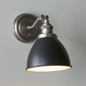Roshna Authentic Resto-Style Adjustable Wall Light - Black and Pewter