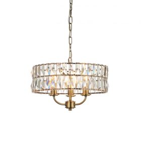 Oslow Decorative Faceted Glass 3 Pendant Light - Antique Brass