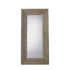 Large Decorative Leaner Mirror with Wooden Frame - Whitewash