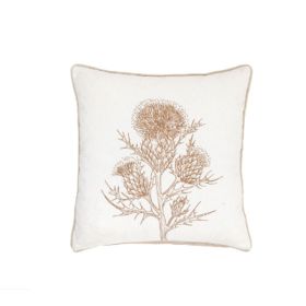 Batam Natural Thistle Cushion Cover - Embroider