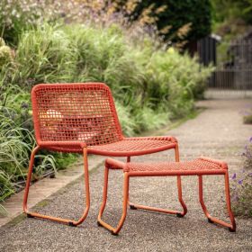 Sassans Lounge Chair with Footstool - Orange