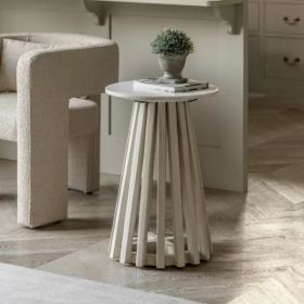Soha Round Side Table - Natural and White