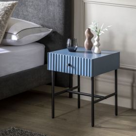 Stylish Goarien Bedside Table with Metal Frame - Blue