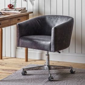 Leith Swivel Chair - Antique Ebony and Silver