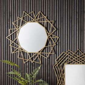 Spectix Gold Geometric Frame Mirror - Round