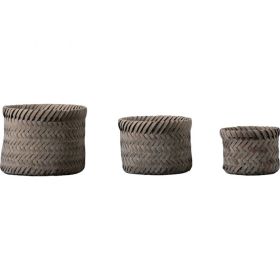 Globe Set of 3 Dusky Grey Baskets with Rustic Charm
