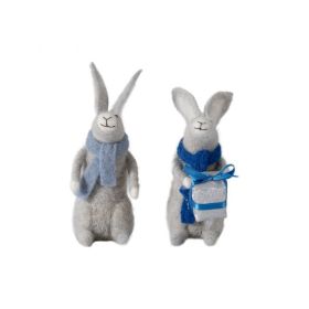 Garla Festive Hares Decorations Set of 2 in Grey
