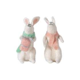 Garla Festive Hares Decorations Set of 2 in White