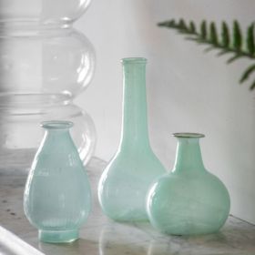 Whittier Set of 3 Blue Glass Vases Retro Charm for Your Home Decor