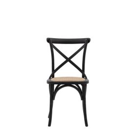 Globak Set of 2 Cross Back Bistro Style Cafe Chairs - Rattan