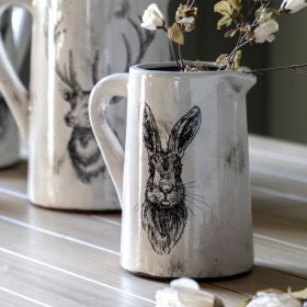 Mackay Hare Design Pitcher Vase - Distressed Ceramic - Large