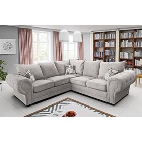 Truro Classic Design High Quality Fabric Scatter Cushion Corner Sofa Set - Light Grey
