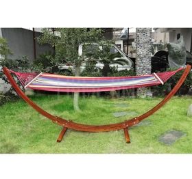 Deluxe Single Wooden Hammock with Arc Stand